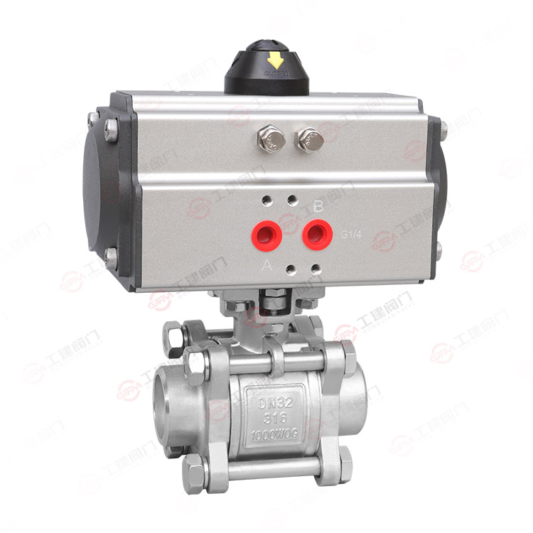 气动三片式焊接球阀