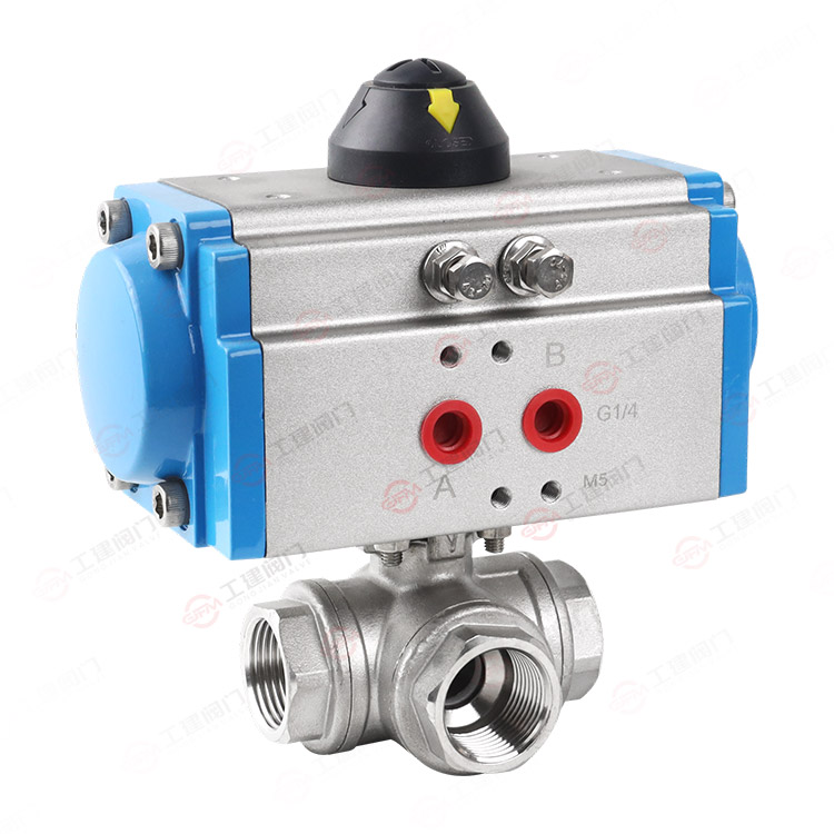 气动三通丝扣球阀